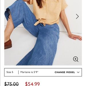 Madewell Chambray Huston Pull-On Crop Pants